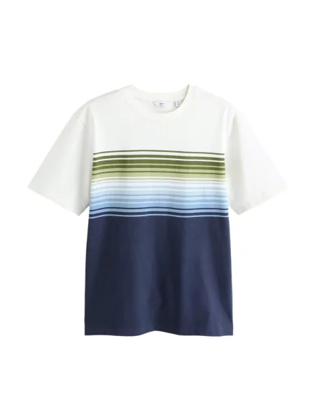 Next Tricou bleumarin / verde alb