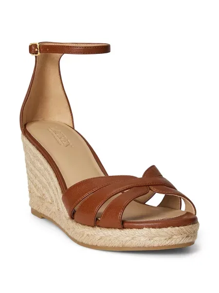 Kožené espadrilky Lauren Ralph Lauren Nellie hnedá