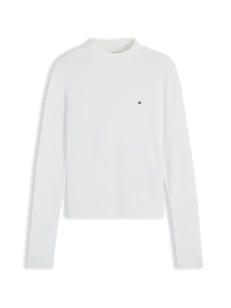 Bluză Tommy Hilfiger cu guler înalt alb