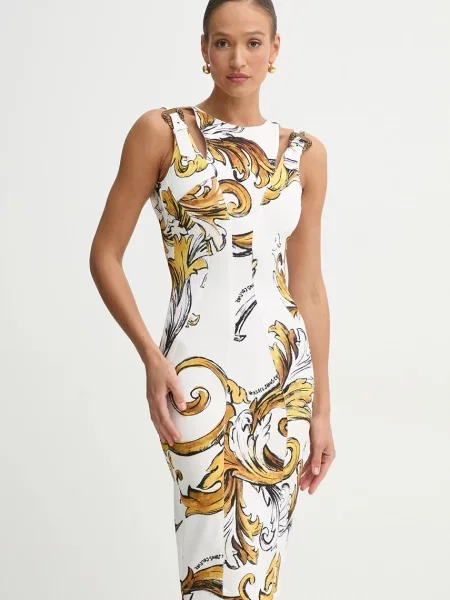 Haljina Versace Jeans Couture mini uska bijela