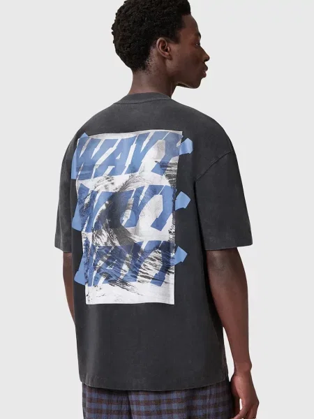 Majica AllSaints WAVY s tiskom crna