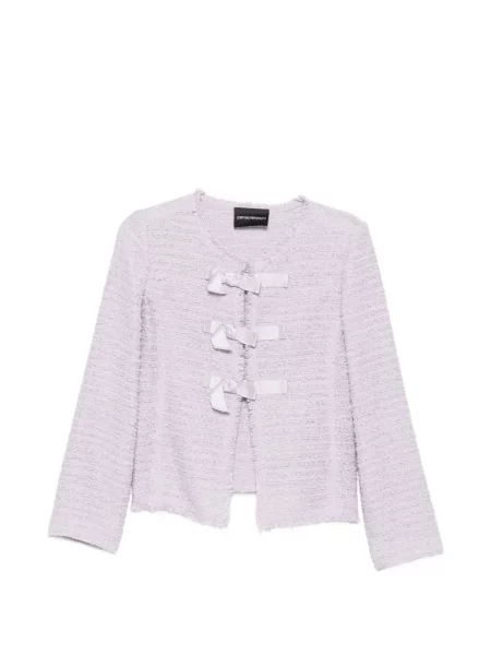 Bouclé geacă Emporio Armani cu funde violet