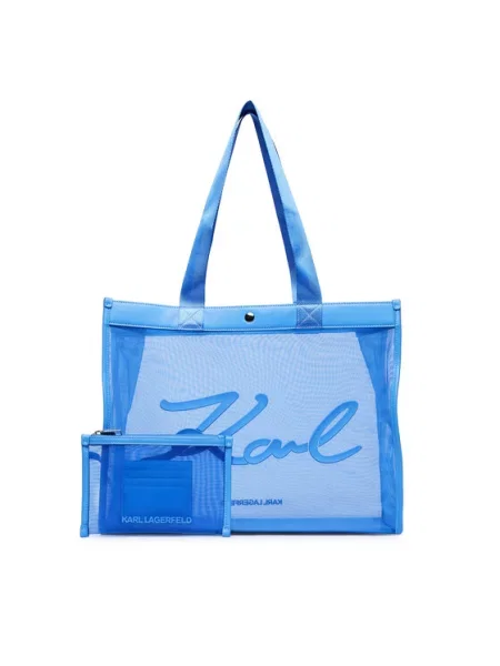 Karl Lagerfeld kabelka typu tote dámska K/SIGNATURE modrá