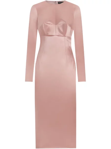 Rochie midi Dolce & Gabbana din satin până la genunchi de costum roz