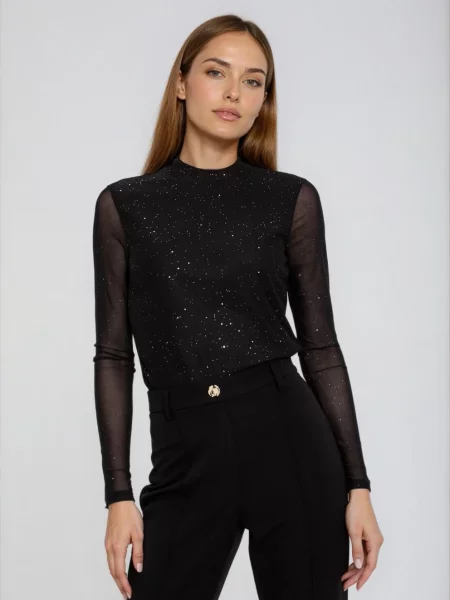 Tricou cu mânecă lungă Marisse cu mâneci lungi negru