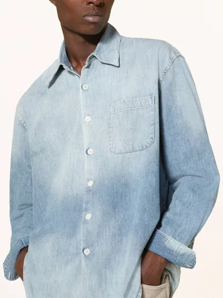 Our Legacy Džínová Košile Above Slightly Oversized Fit tmavě modrá