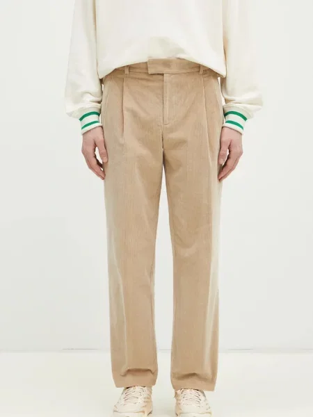 Drôle de Monsieur pantaloni de catifea cord Le Pantalon Golfeur Corduroy bărbați drept bej