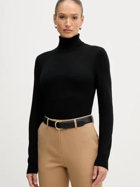 Sisley sweter lekki z golfem czarny