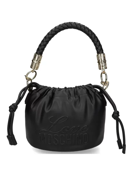 Geantă Love Moschino țesută cu autograf negru