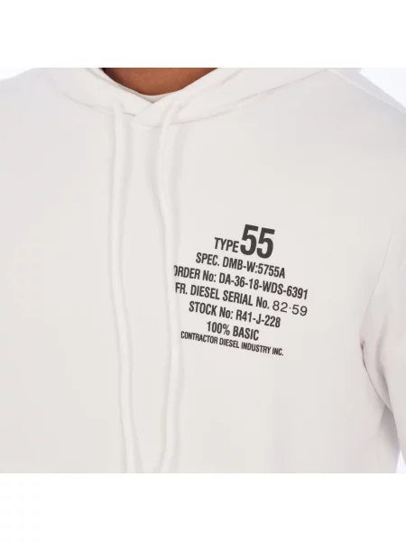 Bluza z kapturem Diesel z kapturem biała