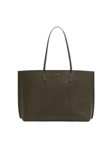 Tory Burch torebka shopper skórzana Perry zielona