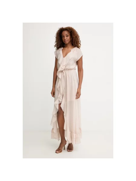 Sukienka midi Guess beżowa
