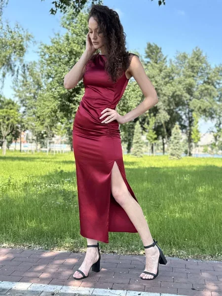 Сукня максі CAT ORANGE бордовий віскоза/поліамід помаранчева