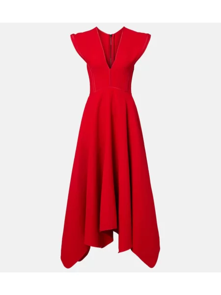 Sukienka midi Maticevski drapowana do kolan garniturowa czerwona