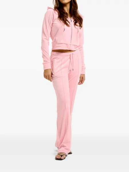 Pantaloni Juicy Couture din velur alergare roz