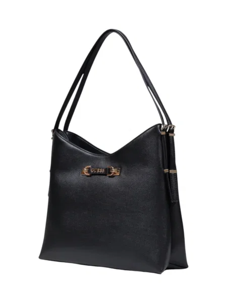 Lniana torebka hobo Guess czarna