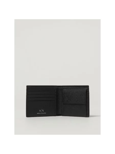 Armani Exchange portfel skórzany + brelok czarny