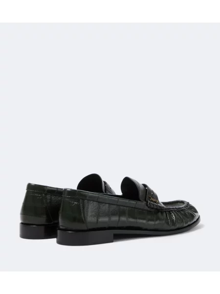 Pantofi loafer Saint Laurent din piele verde