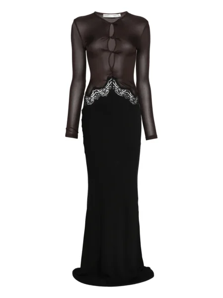Rochie maxi Christopher Esber din dantelă de costum negru