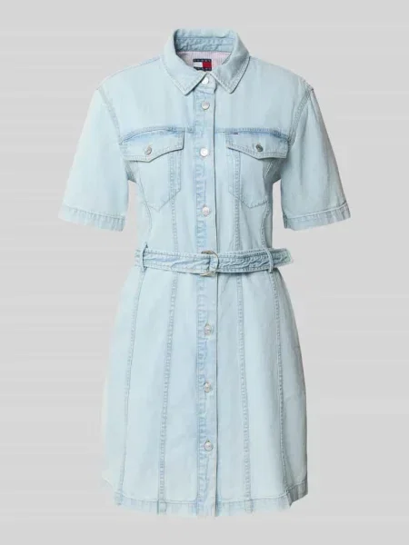 Sukienka jeansowa taliowana z czystej bawełny Tommy Jeans niebieska