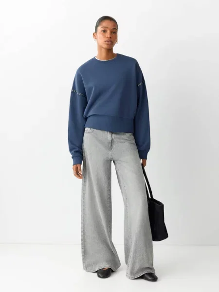 Bluza z ćwiekami Teen S MANGO TEEN niebieski