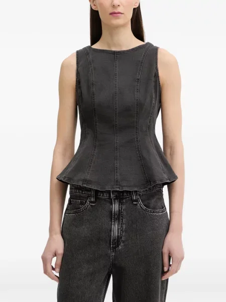 Cămașă de blugi Levi's® în carouri cu imagine cu decolteu în V gri