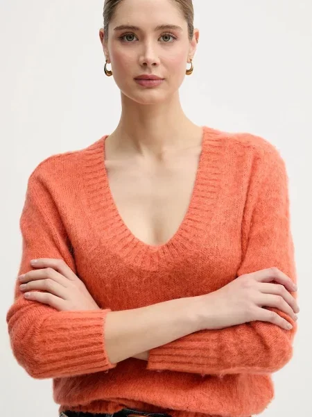 Мохеровый свитер United Colors Of Benetton оранжевый