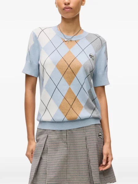 Pulover Karl Lagerfeld cu model argyle albastru