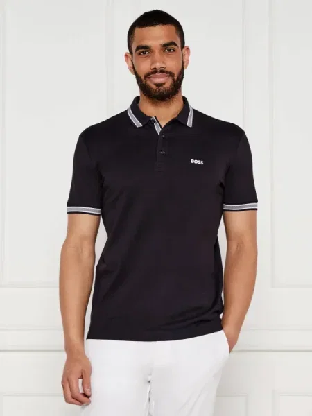 BOSS Black Tricou Paddy bleumarin / alb verde