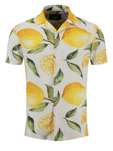 Key Largo Cămașă Citron galben / verde / verde pin alb