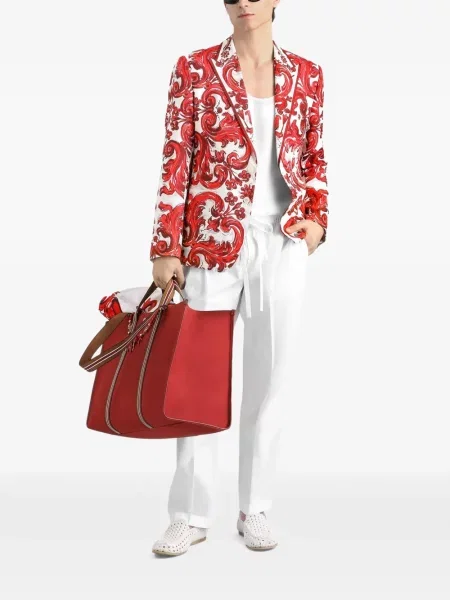 Geacă Dolce & Gabbana cu imagine din jacard alb