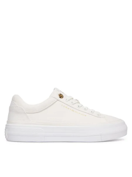 Tommy Hilfiger Sneakers Th Foxing Platform Canvas alb