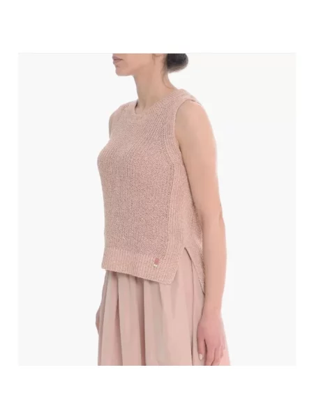 Dzianinowy sweter Herno bez rękawów różowy