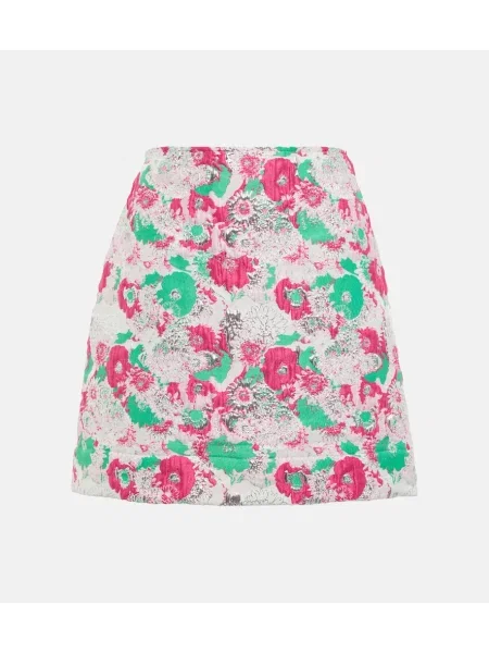 Fustă Ganni cu model floral din jacard roz