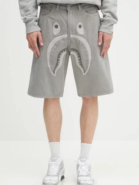 A Bathing Ape pantaloni scurți din Shark garment dye gri