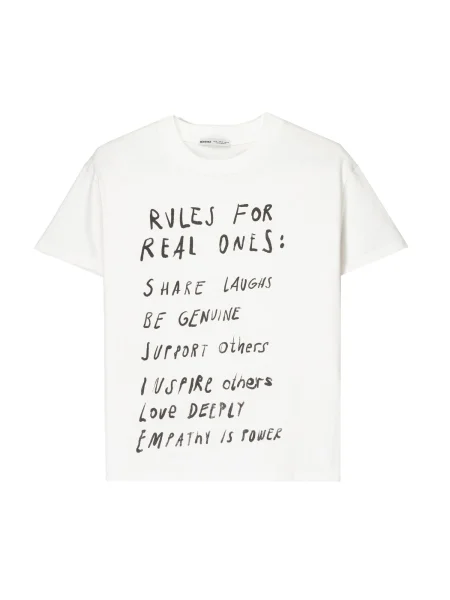 Bershka Majica črna / off-bela bela