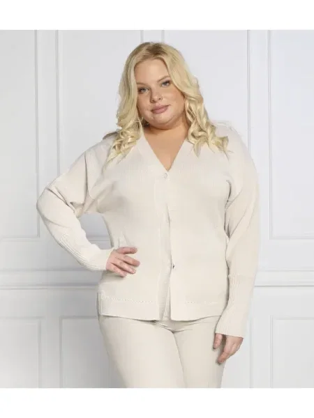 Persona by Marina Rinaldi Cardigan MOKA plus size cu adaos de lână bej