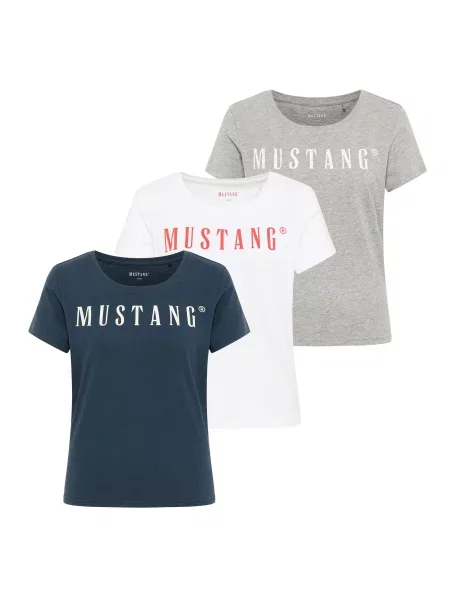MUSTANG Tričko šedá bílá