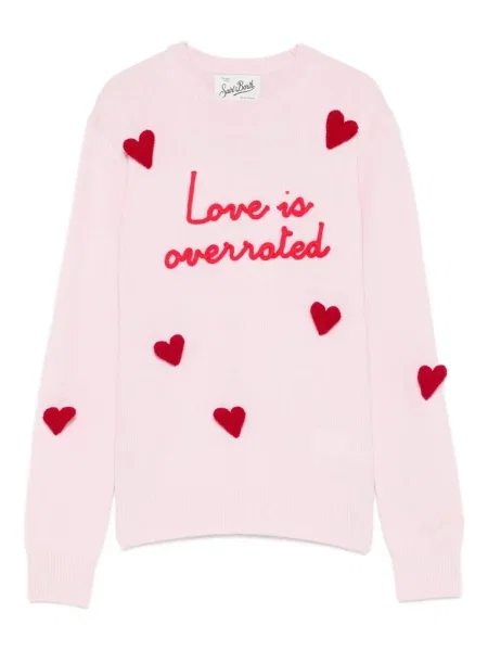 Pulover Mc2 Saint Barth cu broderie cu motiv cu inimi roz