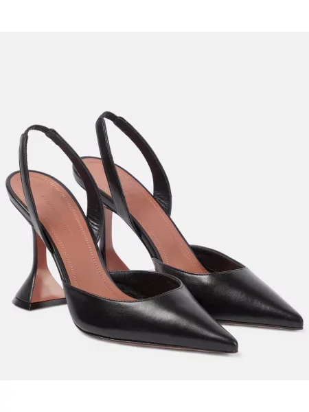 Pantofi cu toc Amina Muaddi din piele slingback negru