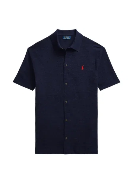 Matlasat tricou polo Polo Ralph Lauren cu decolteu rotund cu autograf roșu