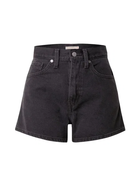 LEVI'S Kavbojke HIGH WAISTED MOM SHORT LIGHT INDIGO WORN IN denim črn