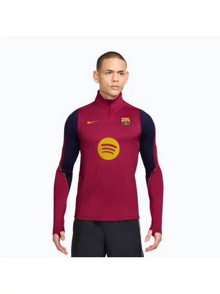 Мъжки футболен суитшърт Nike FC Barcelona Strike Soccer Drill Top noble red/mineral yellow/mineral yellow червено