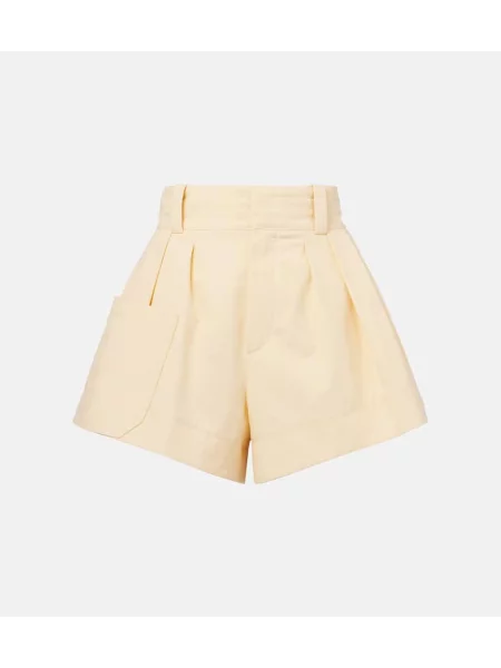 Pantaloni scurți Chloé cu talie înaltă din canvas galben