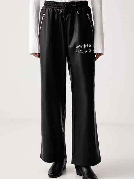 Karl Lagerfeld Jeans pantaloni pentru femei din imitație de piele x Pietro Terzini negru