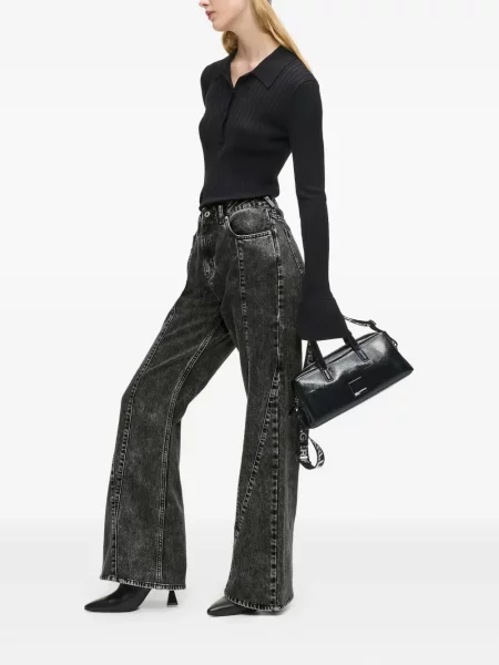 Lepršave traperice Karl Lagerfeld Jeans visoki struk siva