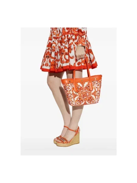 Shopperka Dolce And Gabbana skórzana pomarańczowa