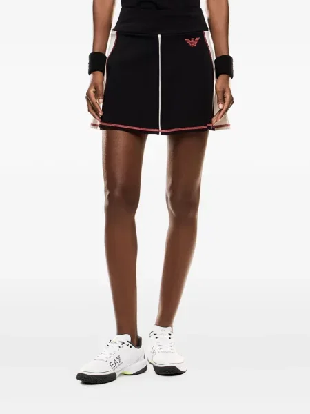 Fustă Ea7 Emporio Armani cu autograf negru
