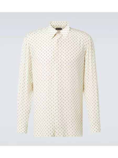 Hedvábná košile Tom Ford s paisley potiskem bílá