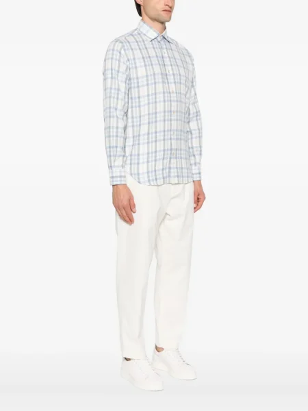 Kostkovaná dlouhá košile Eleventy modrá